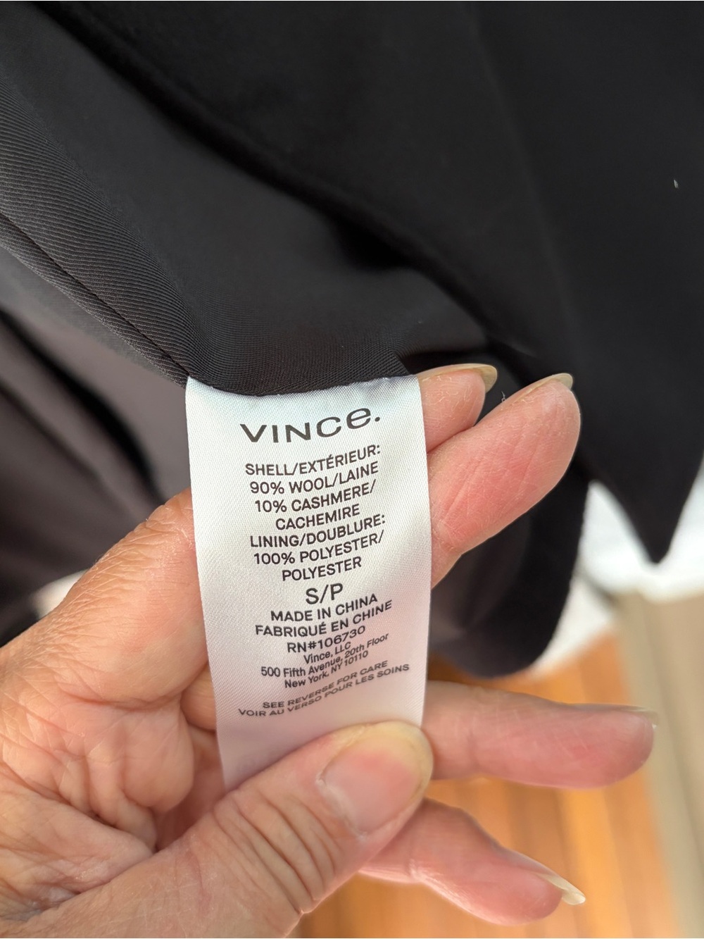 Vince Whalon Black Wool-Cashmere coat
